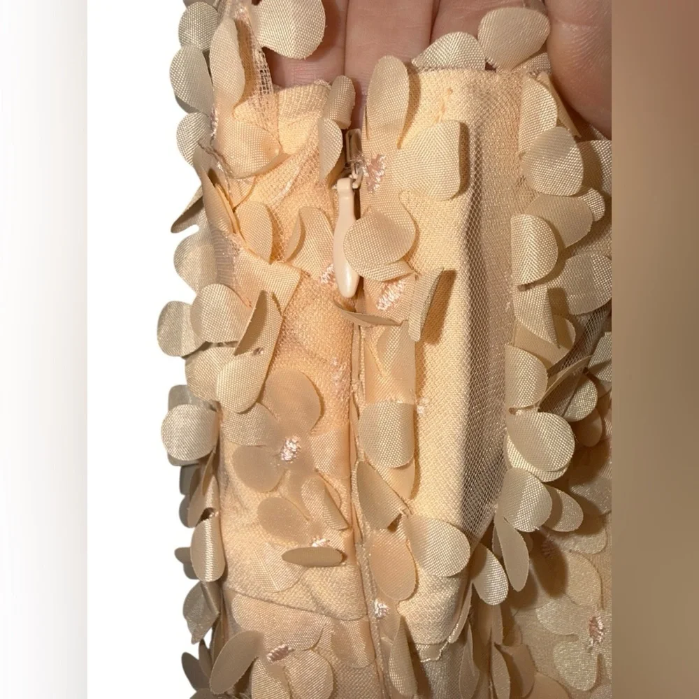 Anthropologie 3D Floral Appliqué Mini Dress L Boho Wedding Guest Garden Party - Picture 11 of 12